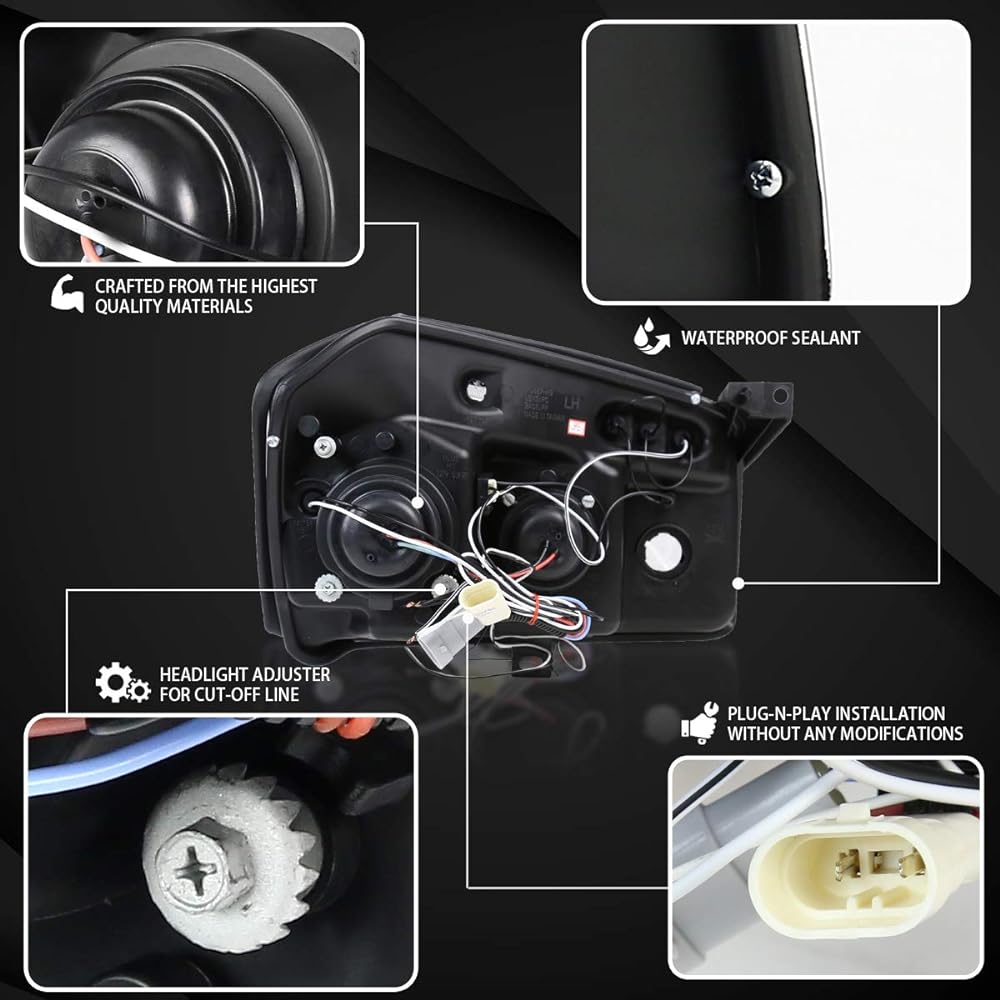Autozensation 2005-2007 DODGE MAGNUM LED Projector Headlight Black L + R Pair headlamp