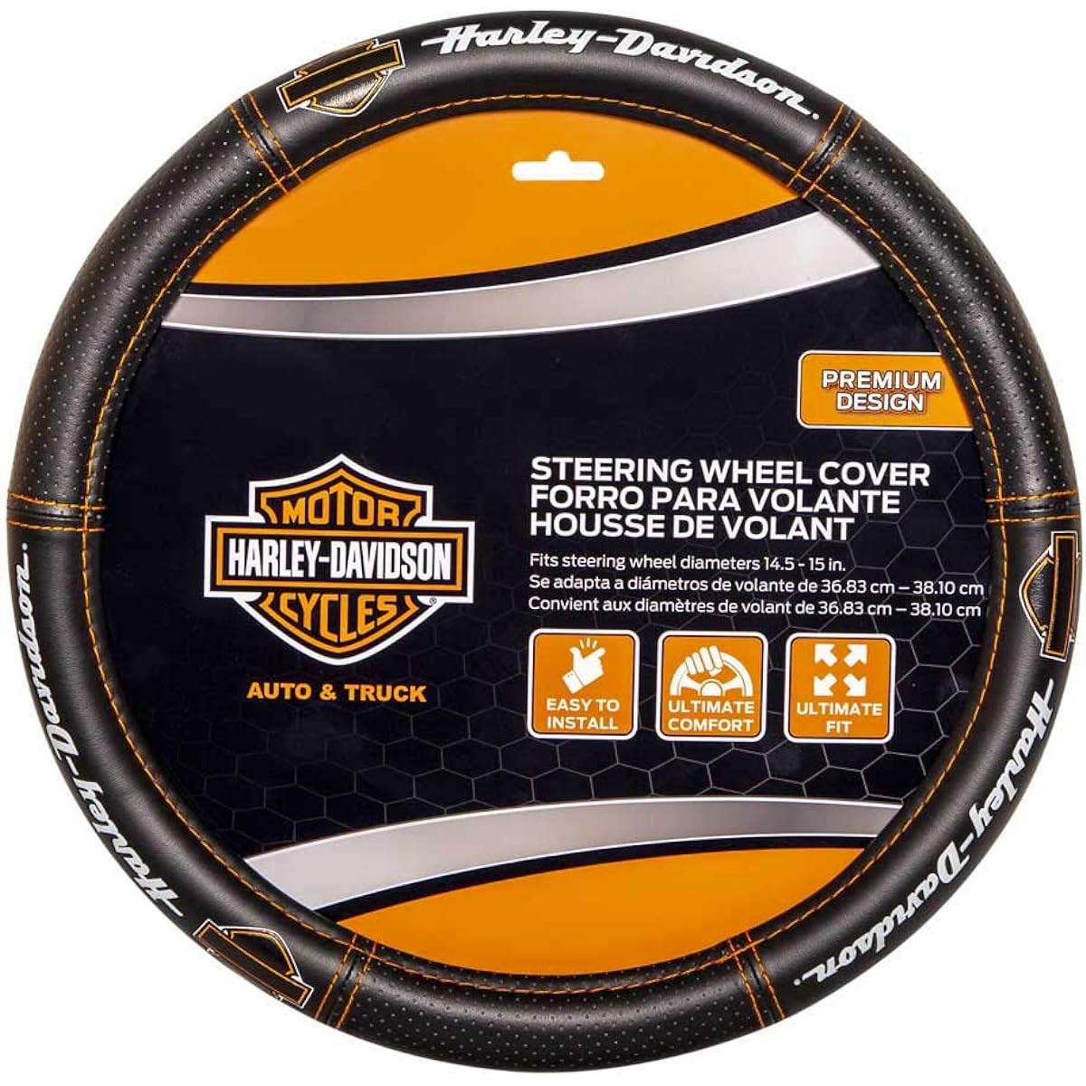 Harley Davidson Deluxe B & S Handle Cover Contrast Black with Stitch