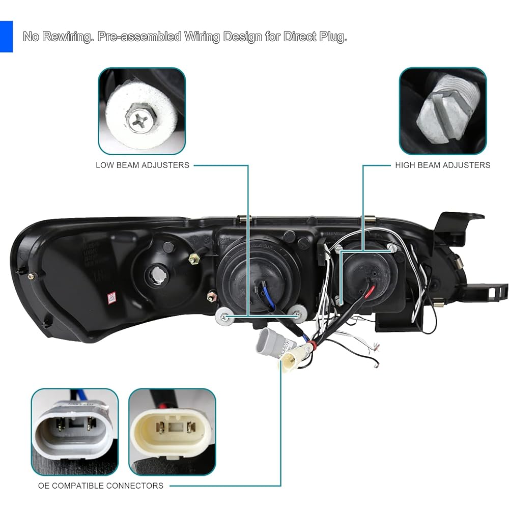 SPEC-D TUNING LED Chrome Housing Clear Lens Projector Headlight 1993-1997 Toyota Corolla Left+Right Pair Head Lamp Abr up