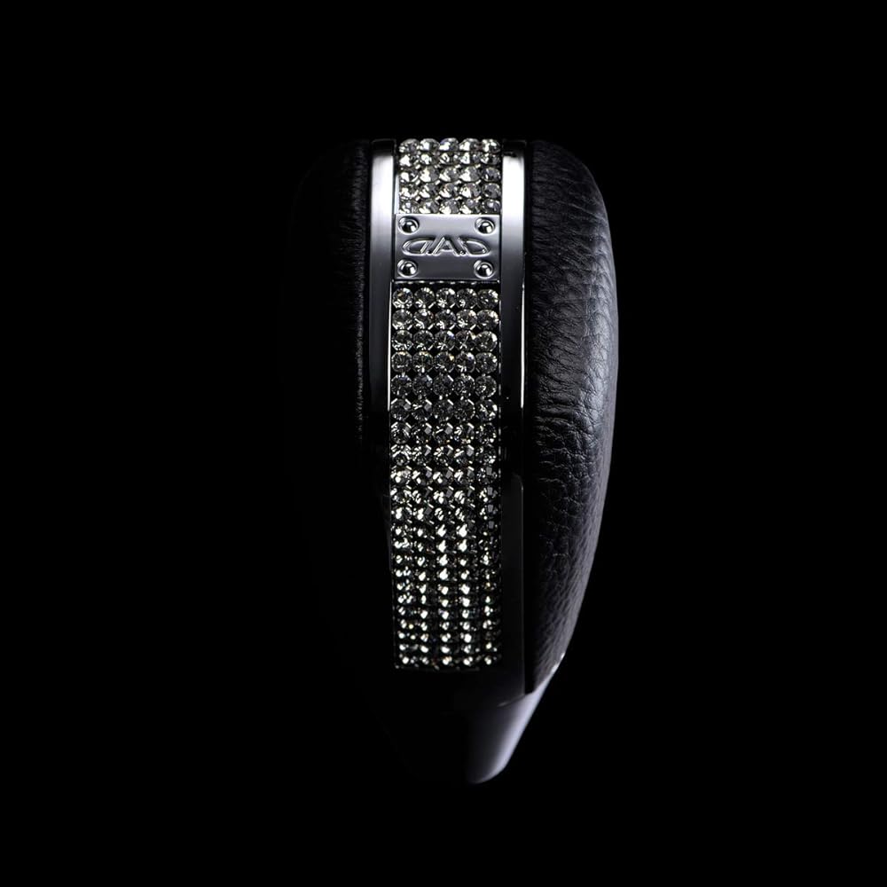 Garcon DAD Shift Knob Glitter 2 Chrome/Crystal Leather Black SB163-01 D.A.D