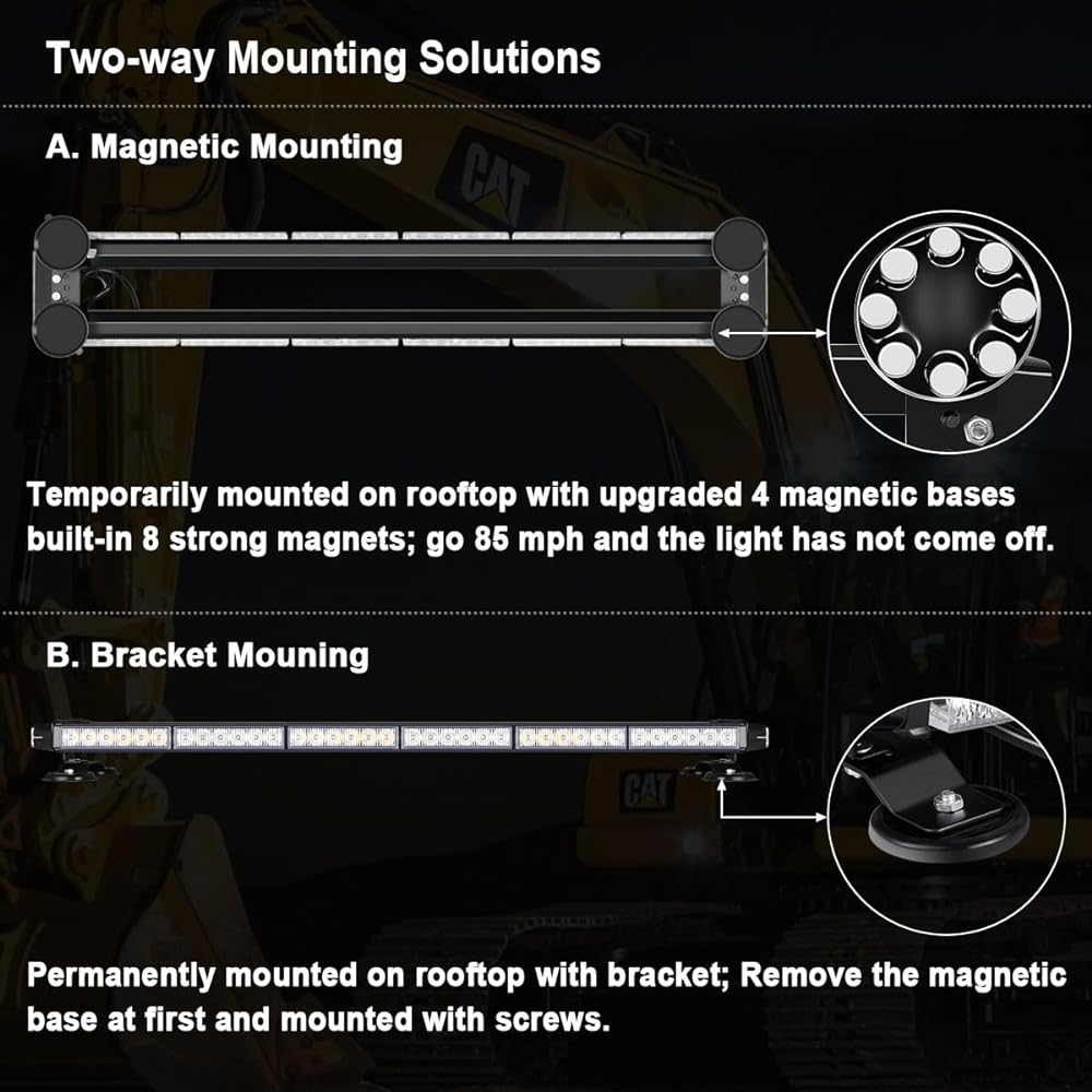 WOWTOU Roof Top Safety Bringing 80 LED White Emergency Strobe Bartrack Truck Strong Snow Remember For Construction Vehicle Double -sided attention warning Bekon light