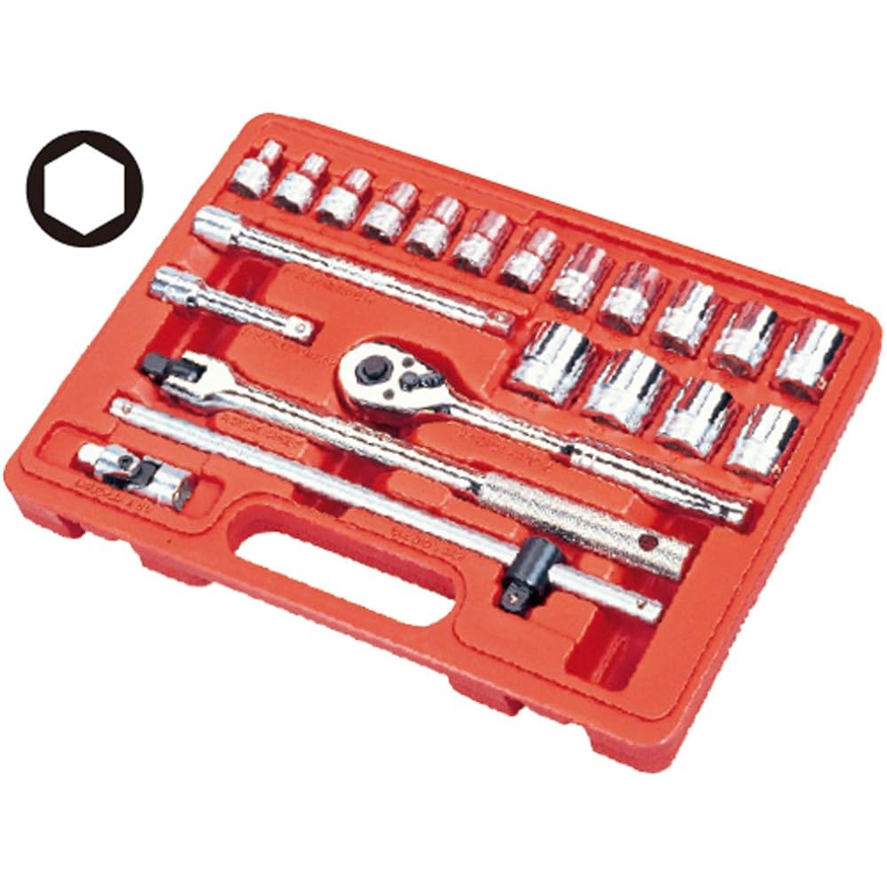 JTC 22pcs 9.5mm Socket Set Hand Tool Tool Box Roll Cabinet Drawer Tool Set Metric Size Ratchet Socket Extension Universal Joint Plug 9.5mm JTCH322B