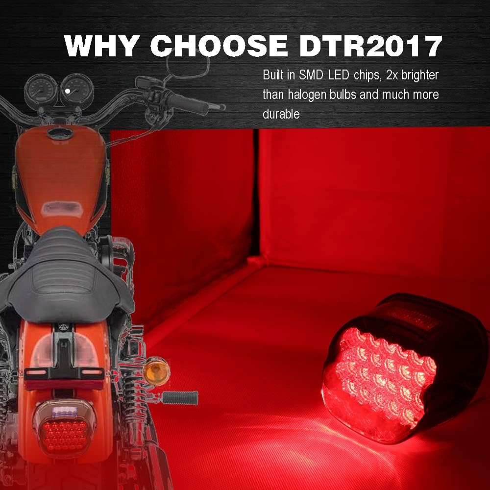 DTR2017 Smoke LED Tail Light 12V For HARLEY Dyna Softail Sportster Touring