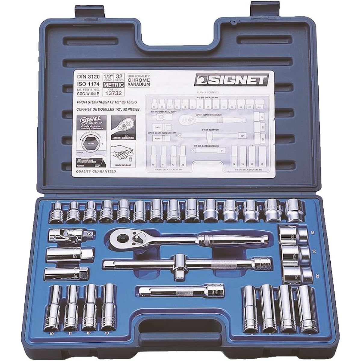 Signet 1/2 Drive 32PC MM Socket Wrench Set 13732