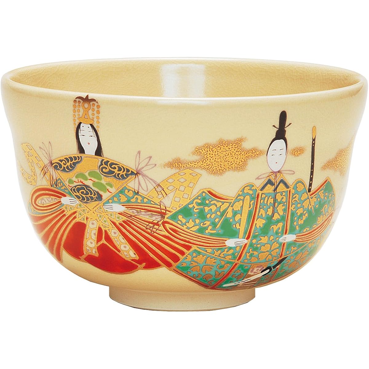 Miyachi Eikou Matcha Bowl White Size: Diameter 12.4 x Height 7.8cm Ninsei Dairi Hina Comes in a Cosmetic Box