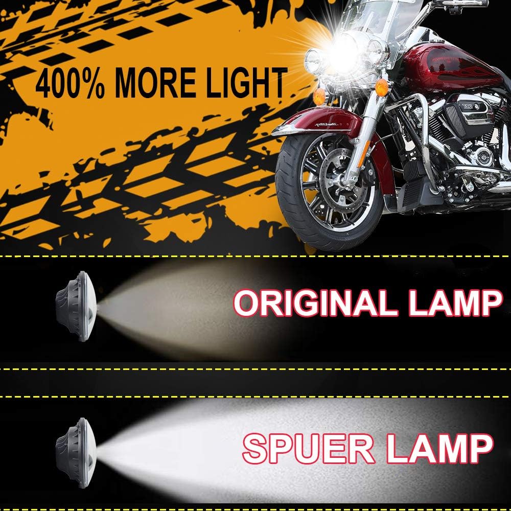 AKMTIES Auto Bey Head Light 5.75 inch 5 3/4 inch Round LED Project Headlight Head Light Bob Bob Sport Star Wide Glide Low Rider Head Lamp (Red)