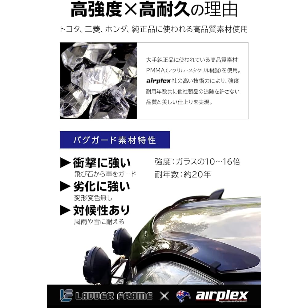 Airplex X-Trail T31 Bug Guard, Insect Repellent, NISSAN X-TRAIL Smoke, Japanese Instruction Manual Included