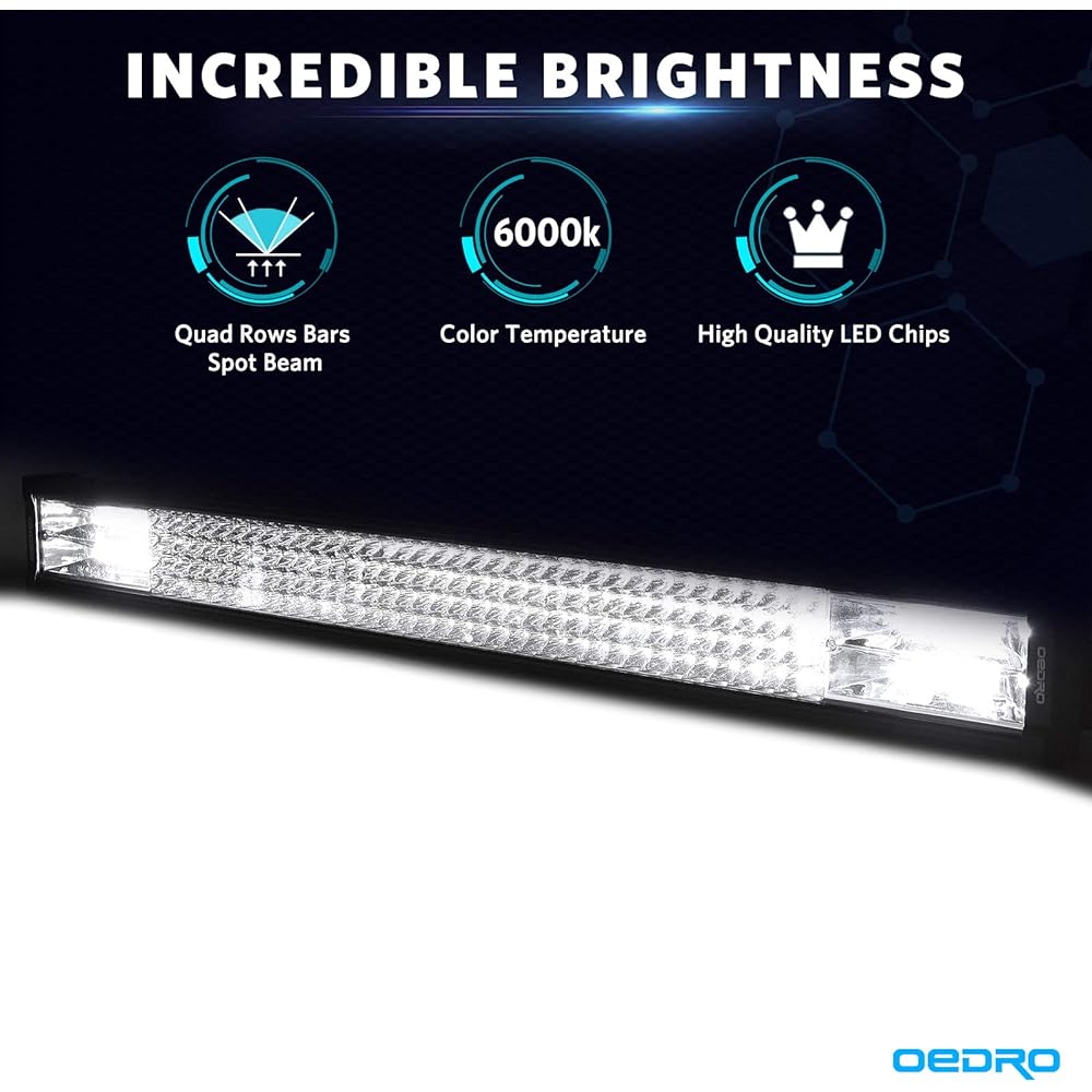 OEDRO LED light bar 30 inch 768W 53760LM straight 4 -row spot flood combo LED worklight+wire harness off -road driving fog lamp pickup track jeep SUV 4WD 4X4 ATV UTE boat track tractor (12/24V)