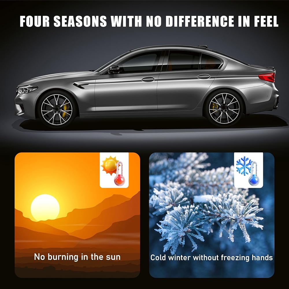 ZICINER Genuine Leather Handle Cover Stitch on -wrap Non -ventilation Curse Tairing Wheel Protector Maximum DIY Sewing needle thread for 15 inches (black hole)