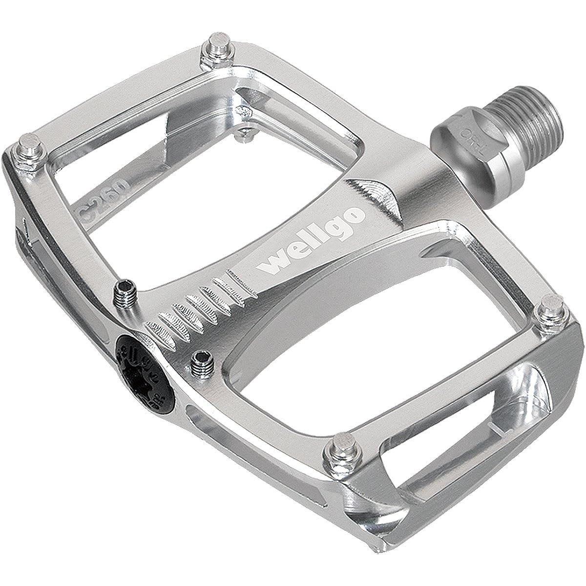 WELLGO Aluminum Pedal Lightweight Titanium Shaft with Pin Polished Silver 188g Road/ATB/MTB C-260
