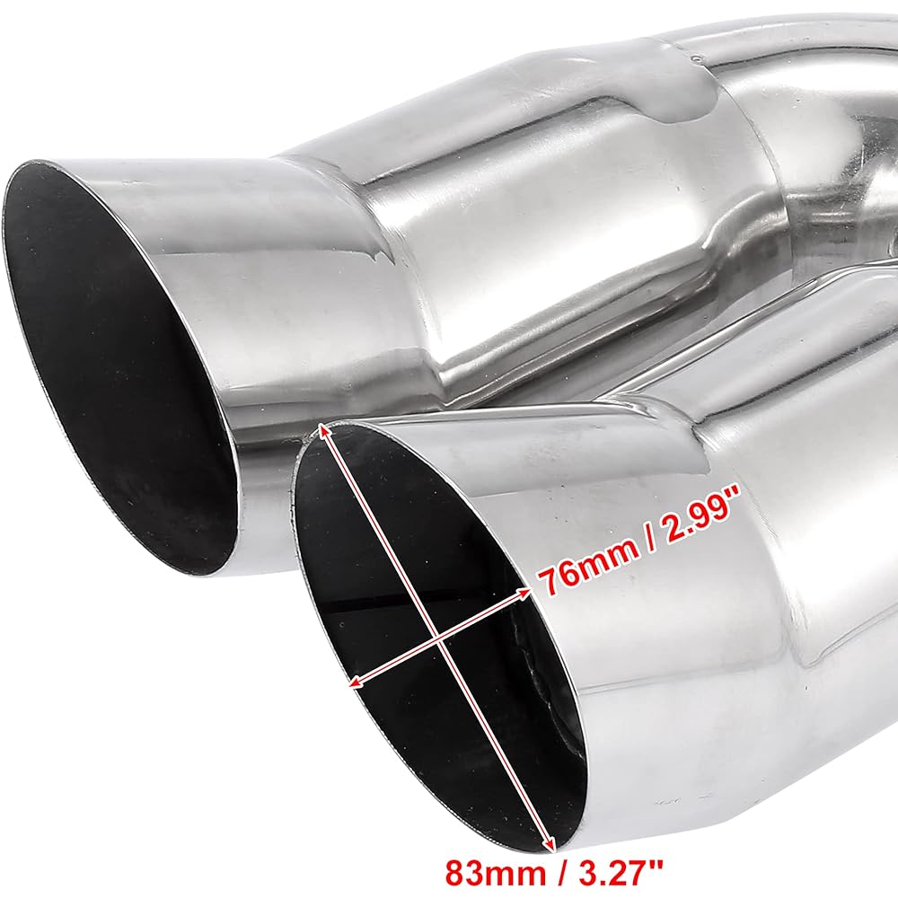 uxcell Muffler Cutter for Automotive Dual Exhaust Muffler Custom Parts Exterior Parts Tip Stainless Steel Compatible Pipe Diameter: 38-53mm