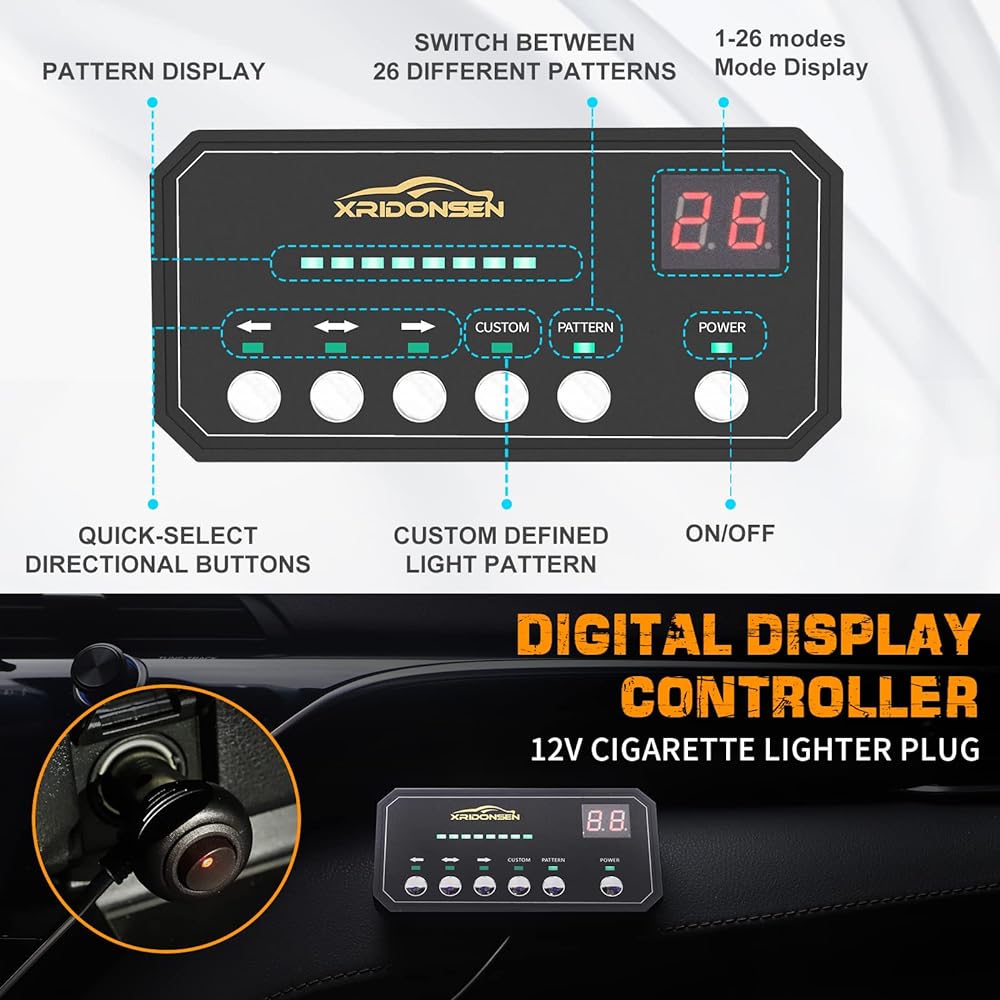 XRIDONSEN 35 inch transportation advisor light bar 144 LED Ambertro Ballight Emergency Warning Flashing Frequency Refrinction Reared Work Truck Truck with Arrow