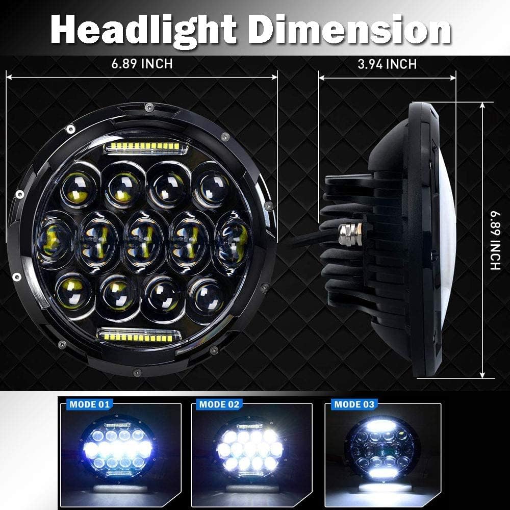 Ford F100 F100 F150 F250 F350 PIKCUP 1969-1979 7 inch 180W LED Headlight White Daily Low Row Roen Conversion Kit Approval Plug H4 -H13 Package pair