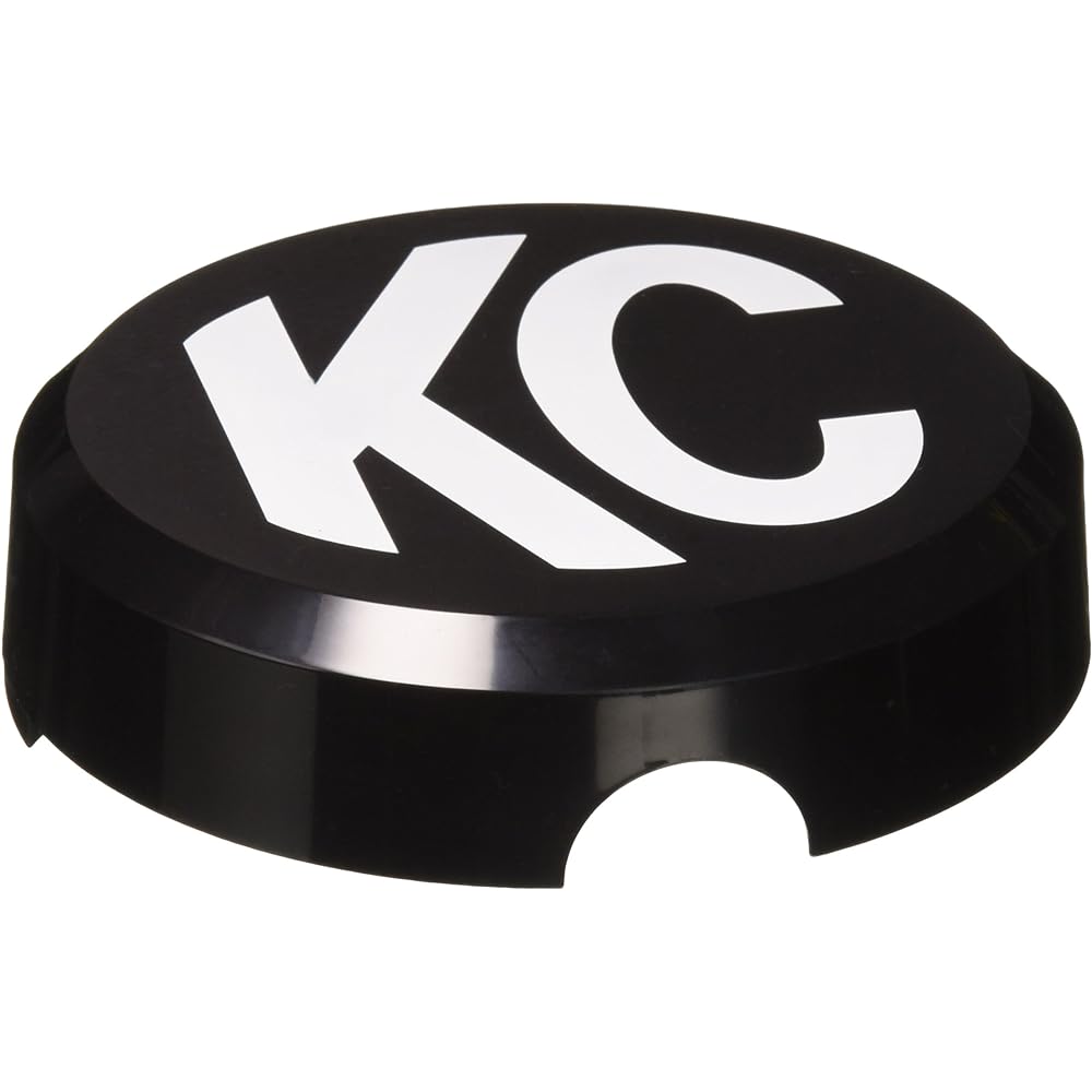 KC HILITES 5105 6 inch round Black Plastic Light Cover White KC Logo Single Cover