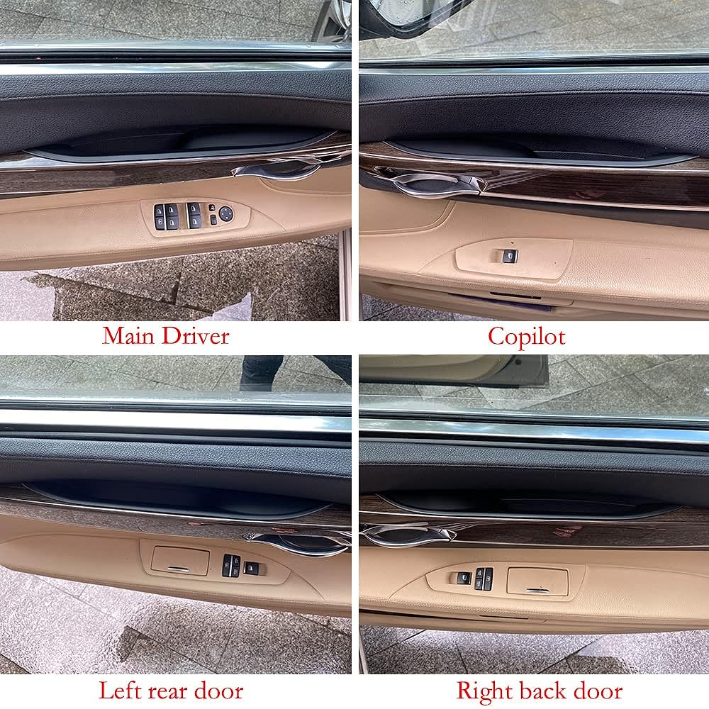 TKREENO car door handle cover BMW 7 series F02 2009-2015 740LI 750LI 760Li Interior apple handle protection decoration cover (black)