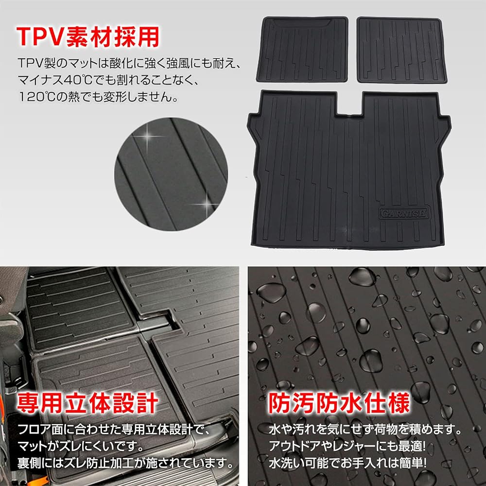 MAXWIN Luggage Mat Compatible with N-VAN JJ1 JJ2 Cargo Mat Trunk Rubber Type TPV Material Exclusive 3D Design Outdoor Leisure BRM-NVA01 Black