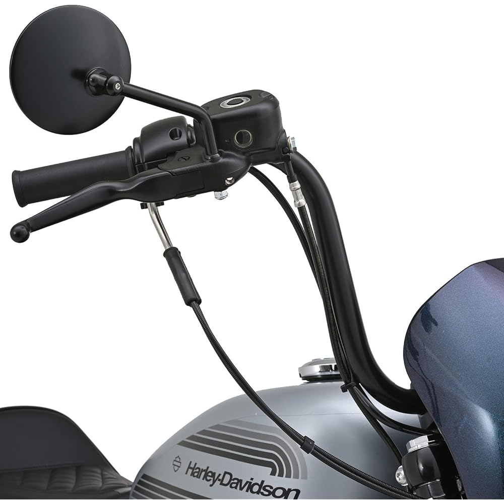Daytona High Visibility Mirror, Motorcycle Mirror, For HARLEY-DAVIDSON, 1 on each side, Same for left and right, Compliant with new safety standards, Round for H-D Black 17023