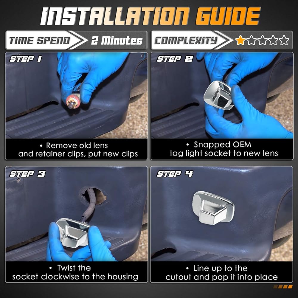 HERCOO license plate Light lens chrome housing 1987-1994 Chevrolet blazer 1988-1999 type Chevrolet GMC C1500 C3500 K1500 K2500 K3500 K3500 Sababata Taho Sonoma Yucon 2 pieces set