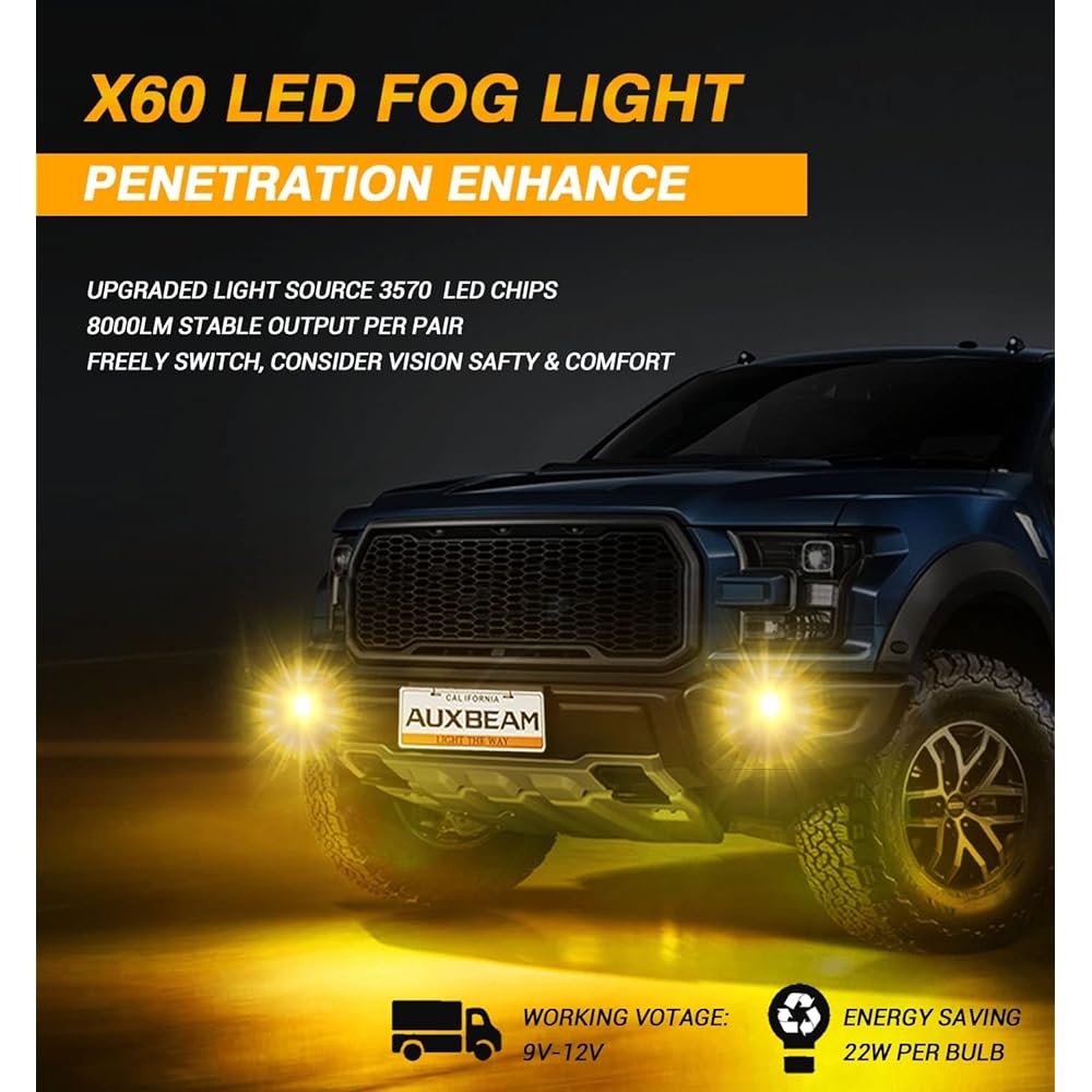 AUXBEAM 2024 F15 Series H8 LED bulb 2000LM 600%bright high power H8 LED bulb 6500k Cool white H8 Light Bulb 5 -layer cooling system 20%small size plug and play CANBUS compatible