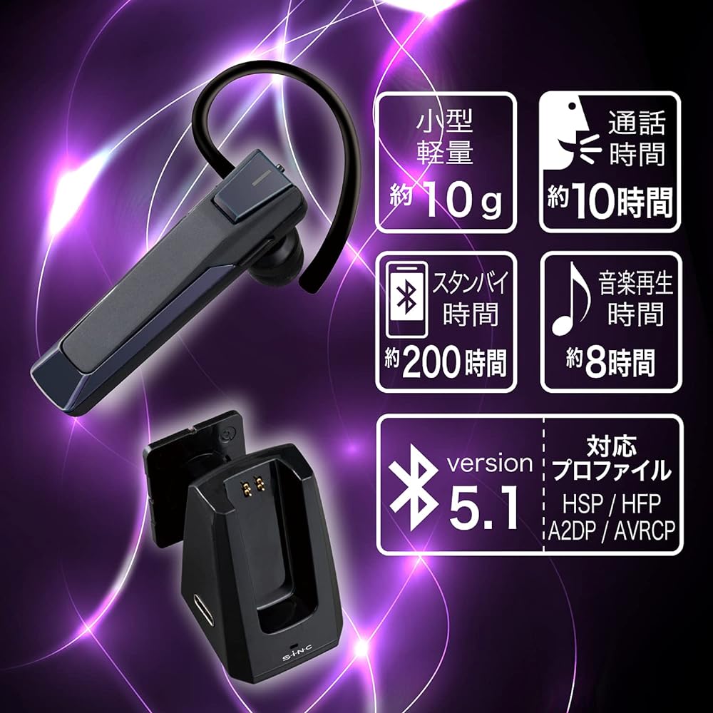 SEIWA Car Supplies Bluetooth Wireless Earphone Microphone ver5.1 BTE170 Black Noise Canceling Waterproof IPX5