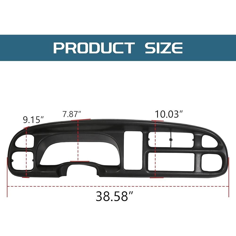 KUAFU Dashboard Instrument Cluster Board Panel 1998-2002 Dodge Lamp Pickup Track 1500 2500 3500 Black Dash Besel