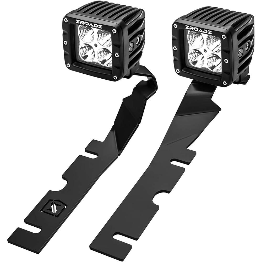 ZROADZ DITCH HOOD Hing LED Mount Bracket -2009-2018 RAM 2500 3500 -3 inch LED Podlight 2 -Mild Steel Gloss Black -Bolt tightening Easy installation -PN #Z364521