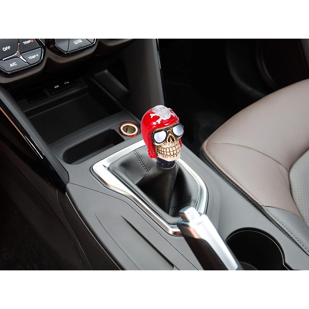 Bashineng Pirate stick shifter knob skull type replacement gear shift head Fits Most manual cars (red)