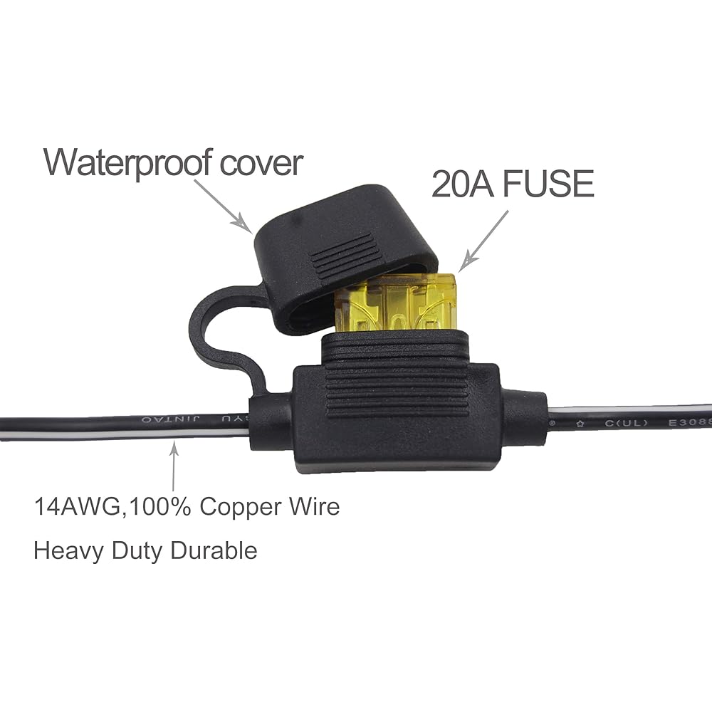 Sccke 6.5 feet 14AWG Ring Terminal SAE Harness Quick Connection/Cutting Assembly 20A Fuse