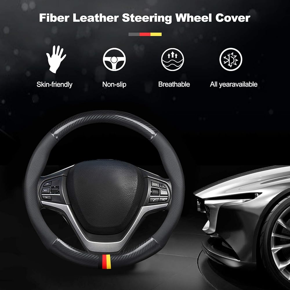 ERGOCAR Sports Carbon Fiber & PU Leather Car handle cover Slipping car handle protector General-purpose 38cm (15 inch) (black-g)