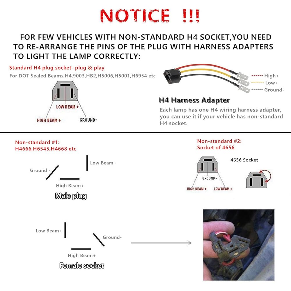 VOUKE 2 pieces 5x7 6x7 6x7 inch 60W rectangular high/low shield beam LED light ranger YJ celloky XJ truck 4X4 off -road headlamp replacement H6054 H6054 H6054LL 69822 6052 6052 6052 With plug