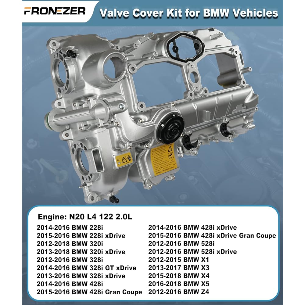 Upgrade Alminium Engine Valve cover Kit Gasket, with bolt & oil filler cap with 2012-2018 BMW 228i 328i 328i GT XDRIVE 428i 528i 528i X1 X4 X5 Z4 N20 L4 2.0L Parts# 111275888 17