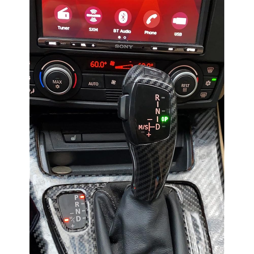 IJDMTOY F30 Style Carbon Fiber Finish LED Lighting Show Gear Selector Upgrade BMW 1995-2003 E39 5 Series & 1999-2006 E53 X5