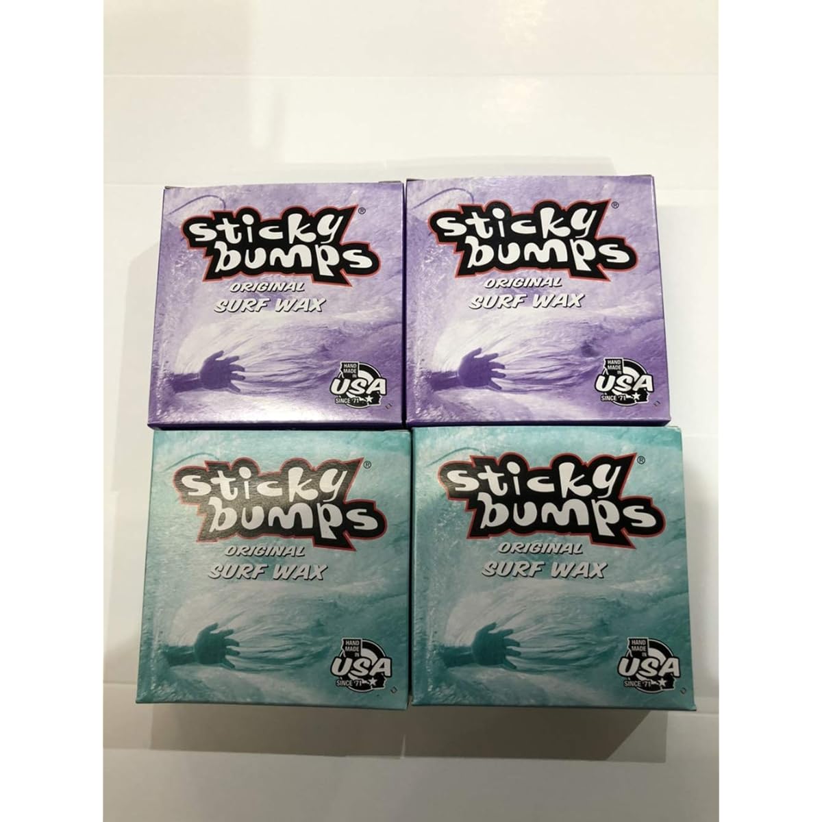 STICKY BUMPS Set of 4 Sticky bumps Surf wax Surfboard wax Surfboard anti-slip COLD (for winter) 2 pieces & BASE COAT (for undercoat) 2 pieces