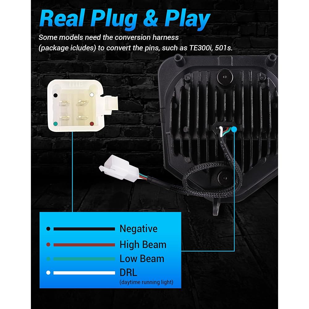 XPCTD Dirt Bike Headlight 3200LM LED Motocross Headlight DRL HUSQVARNA FE250 FE350 FE450 FE501 FE501SM TE150 TE250I TE300I TE300I TE300I TE300I TE300I TX125 2017-2022 Pit Bike Enduro Autoba for Pit Bikes Ill -black