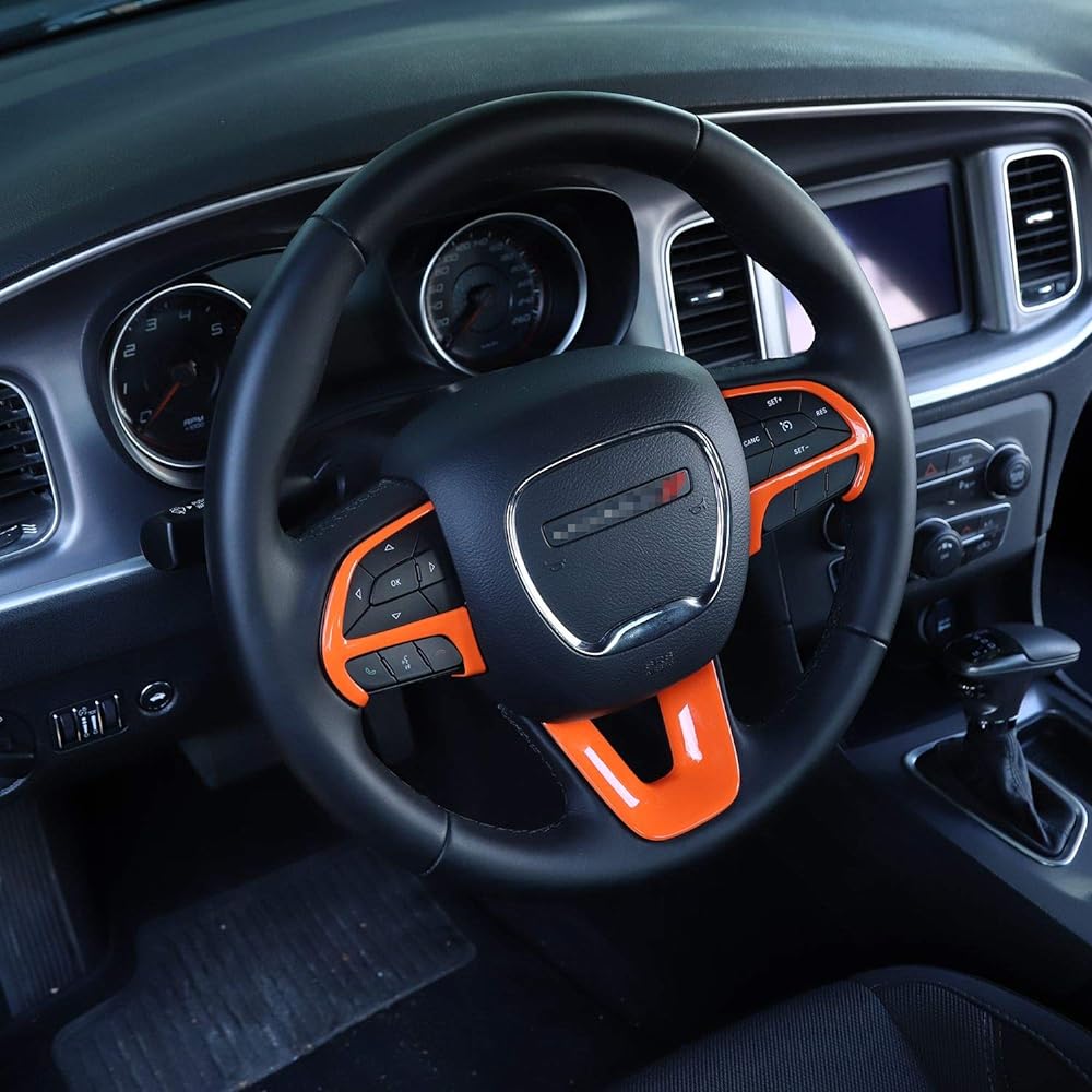VOODONALA Challeners Steering Wheel Rim 2015-222 Dodge Challenger, Charger, 2014-2019 Dodge Duranco Joup Grand Cheroke SRT8 ABS Orange