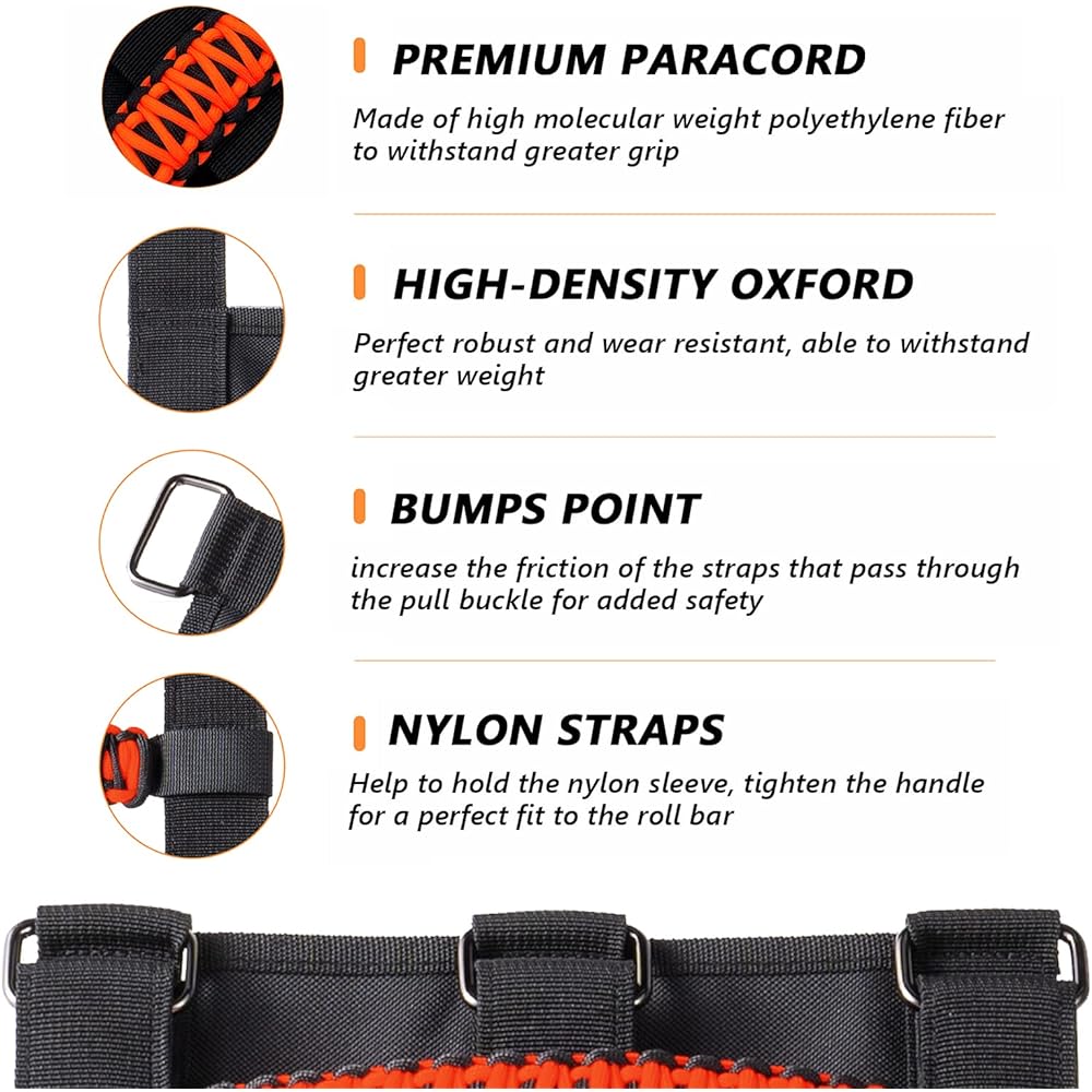 Medwoka Jeep Glove Handle Orange-1955-2023 Geep Langler CJ YJ TJ JL JLU & Jeep Gradiator Accessories Accessories Roll Bar Bar Bar Barbage Handle Interior Accessories