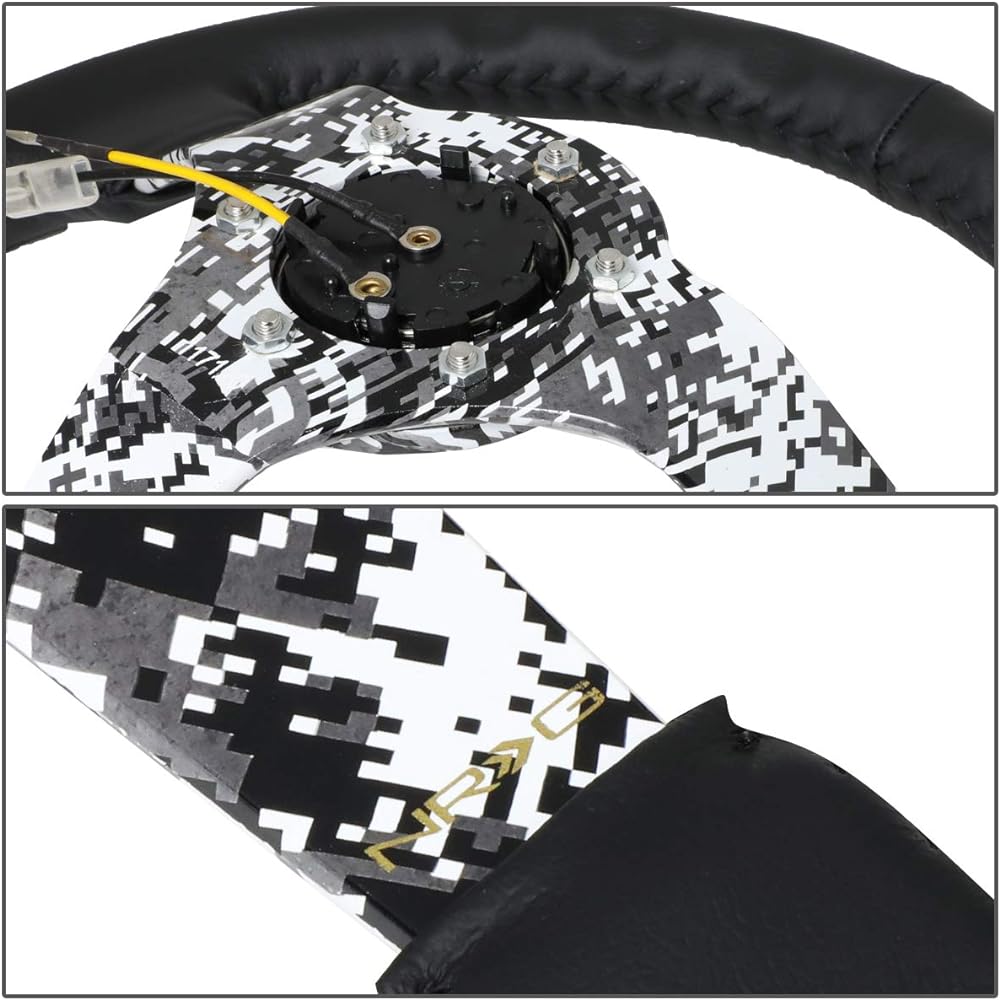 NRG Hydro Dip Digital camouflage Leather Steering Wheel RST-036DC-R + USPL Sticker