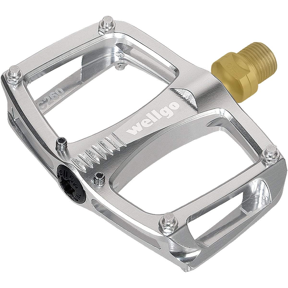 WELLGO Aluminum Pedal Lightweight Titanium Shaft with Pin Polished Silver 188g Road/ATB/MTB C-260