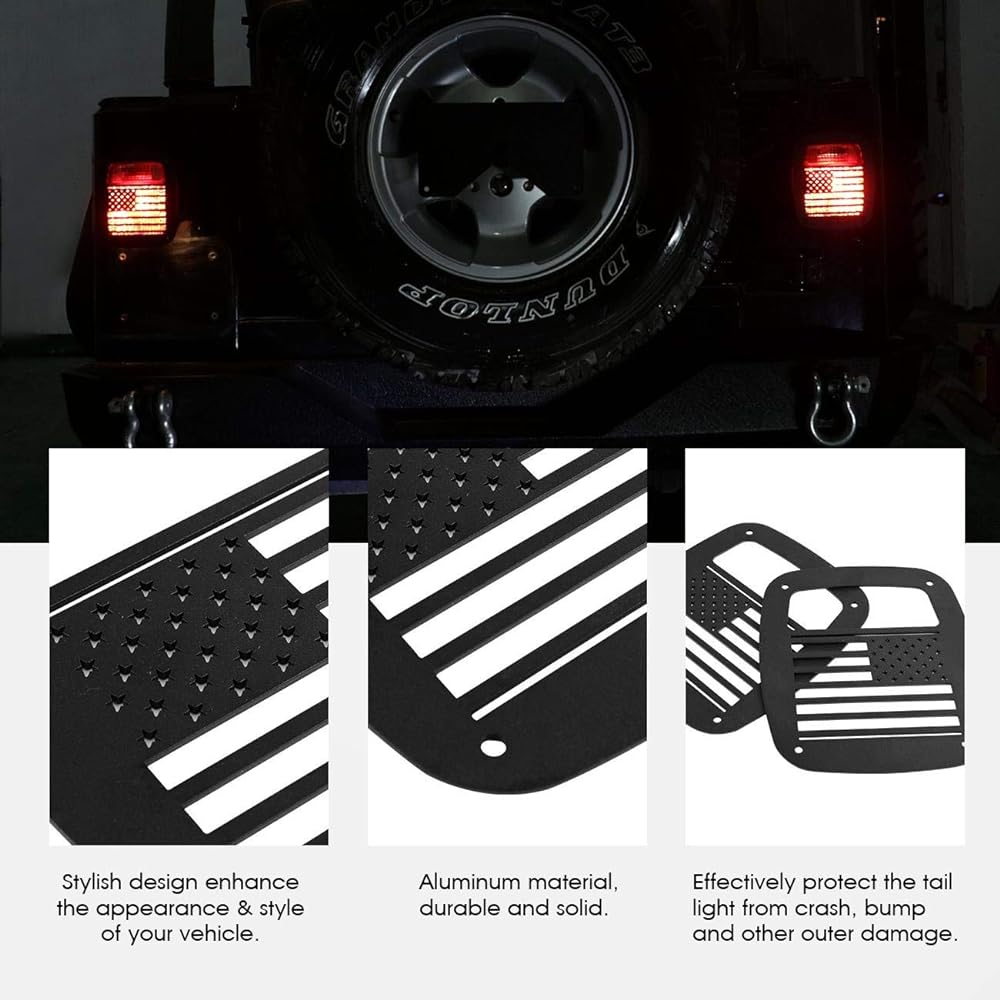 PARTOL Black Exterior Rear Tail Light Guard Cover Shade Hollow Out Jeep Langler 1987-2006 TJ YJ QP0B00L50U8