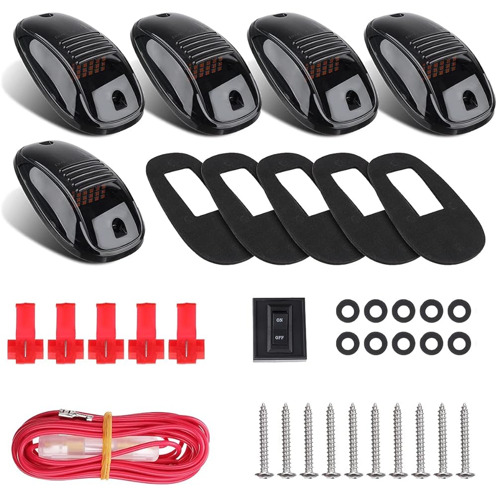 LIMICAR 5X Amber Cab Roof Marker Top Clearance Running 12LED Car Bright Compatible Model: 03-10 DODGE RAM 1500 2500 3500 4500 11-16 RAM 1500 2500 2500 4500 Pickup Truckstock Cab Marker With Light