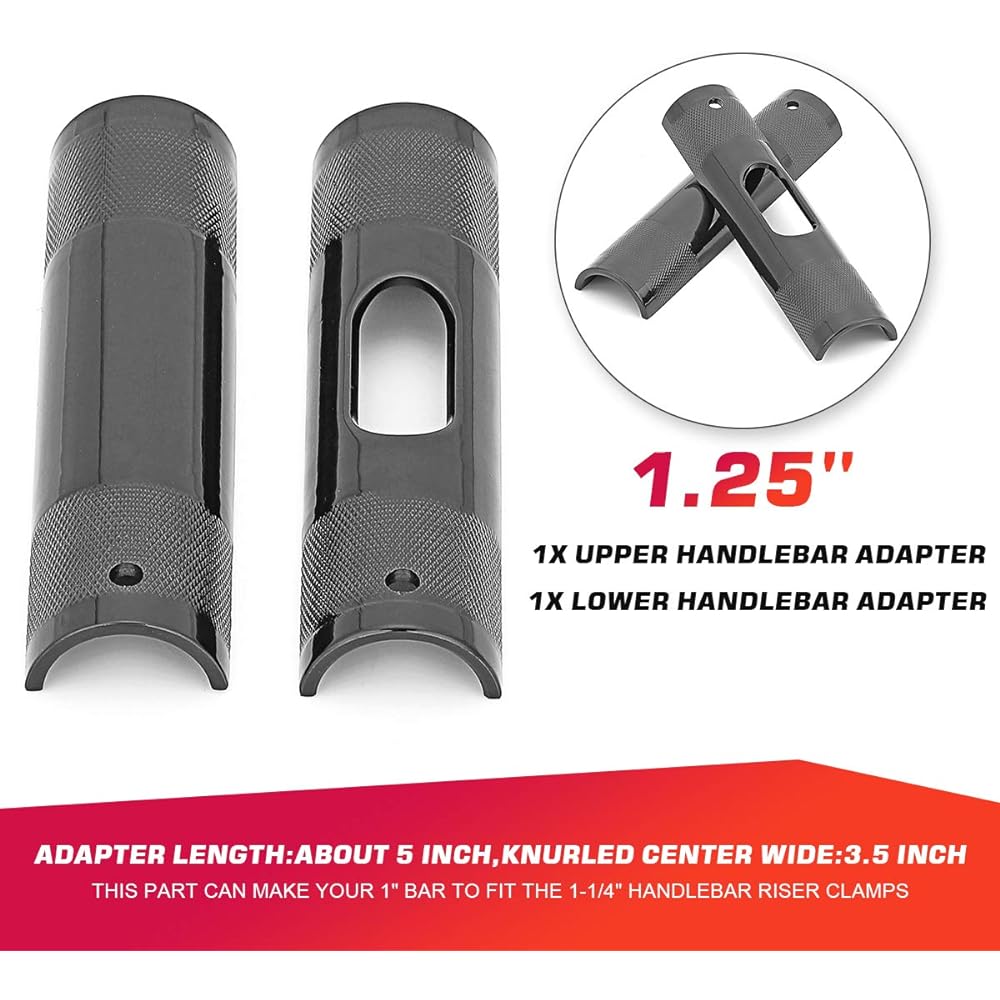 1-1/4 inch (1.25 inch) Gloss Black Bar Handle Bar Riser/Clamp Harley compatible