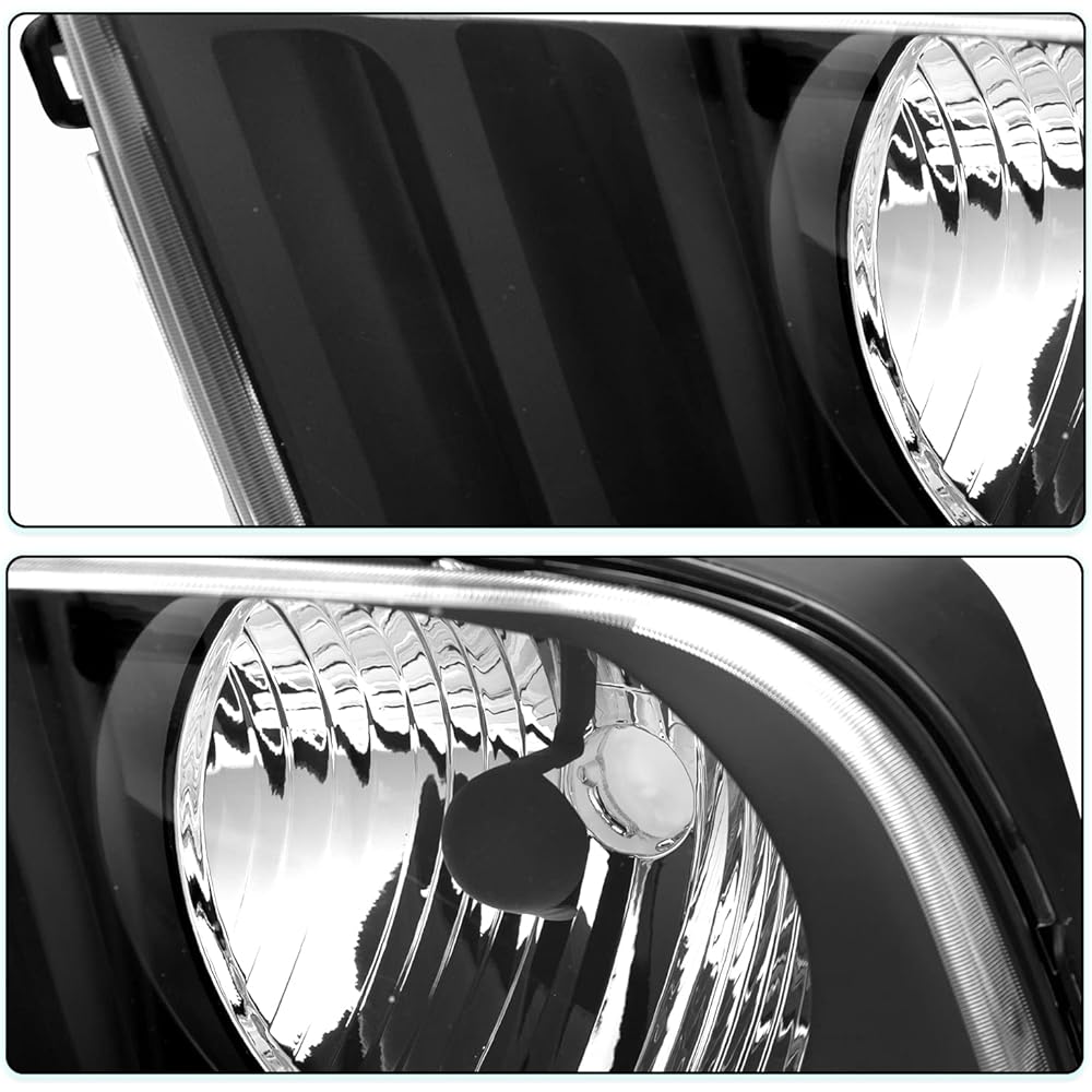 TUSDAR Headlight Acembresset 2005-2009 Ford Mustang's passenger seat and driver's side side (with black housing amber ratters)