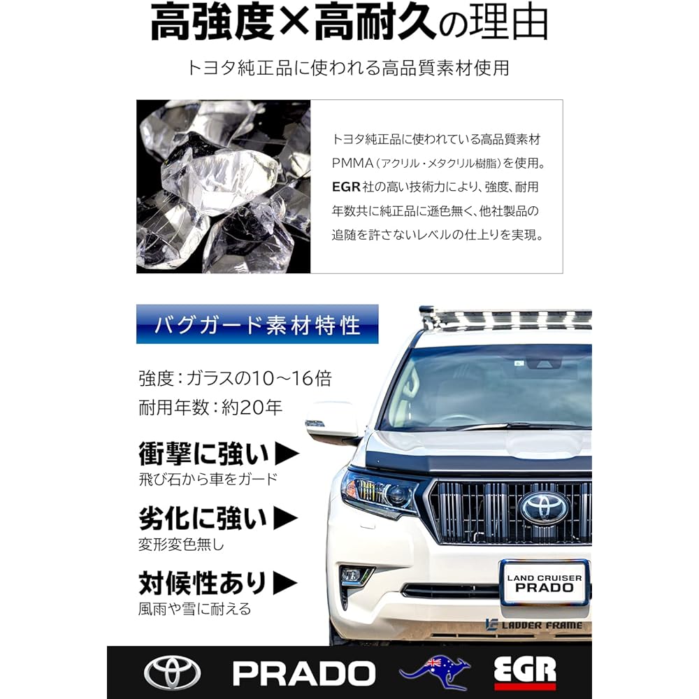 EGR Land Cruiser Prado 150 Series Bug Guard Late Insect Repellent Land Cruiser PRADO Matte Black