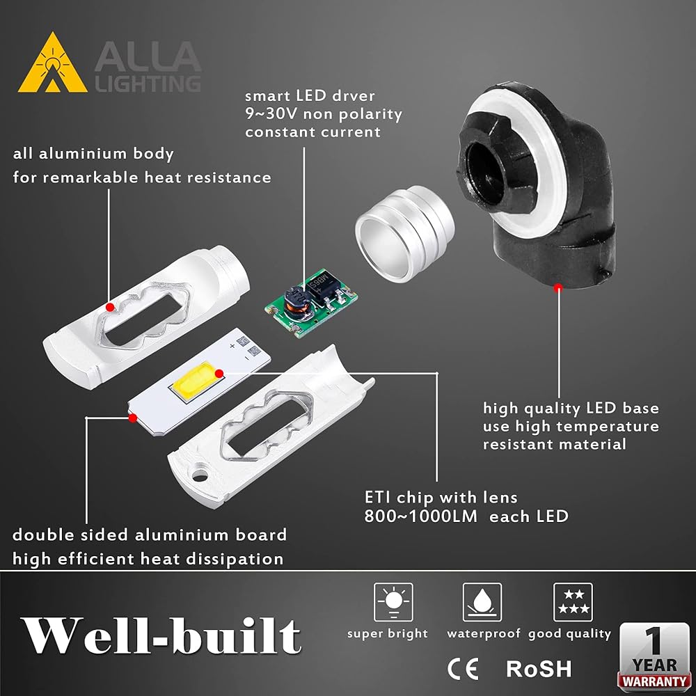 ALLA LIGHTING 3800LM 889 881 LED fog light bulb 6000k xtreme Super Bright H28 886 896 896 898 ETI 56-SMD