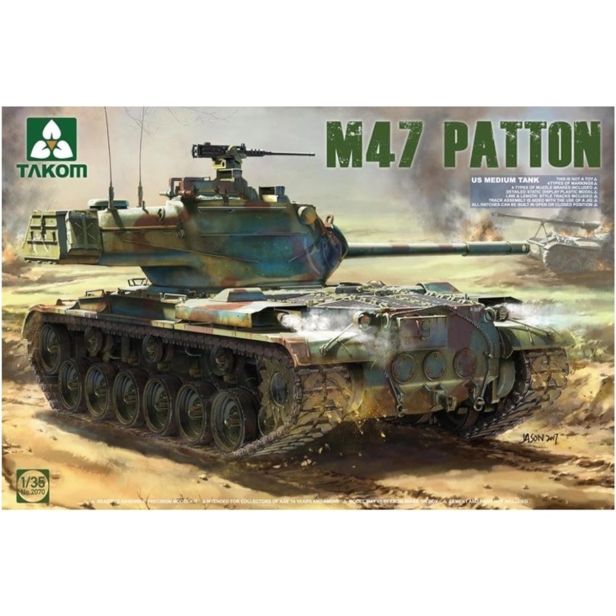 TAKOM 1/35 US Army M47 Patton Medium Tank Plastic Model TKO2070