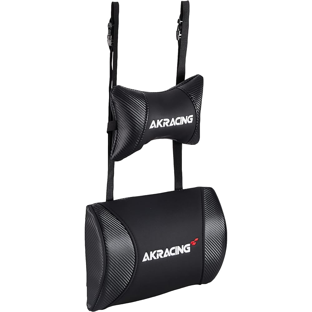 AKRacing Cushion Set Replacement Headrest + Lumbar Support Set PU Leather Carbon Black
