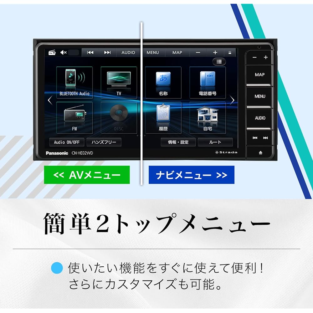 Panasonic Car Navigation Strada 7 Inch Wide CN-HE02WD Full Seg Drive Recording Cooperation Equipped with HD LCD Compatible with Nationwide City Maps Bluetooth Connection ETC2.0 Onboard Device Compatible