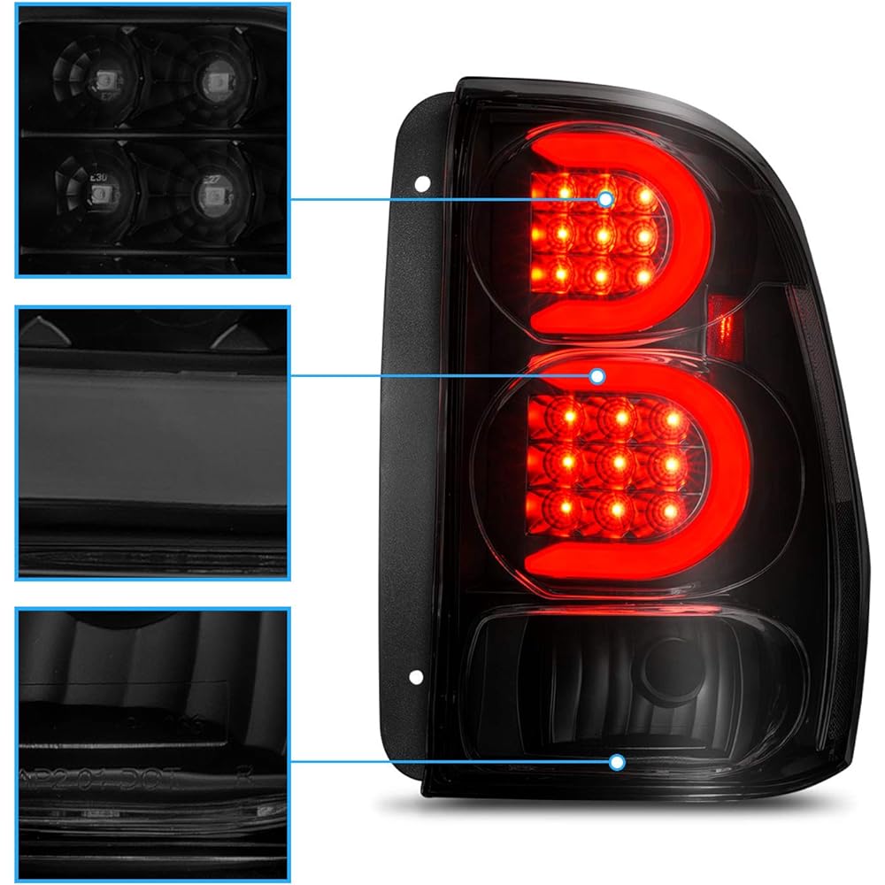 Amerilite 2002-2009 CHEVY TRAILBLAZER/EXT Smoke Black C type LED Tube Tail Light Brake Light Light Light Pair Driver and the passenger side side