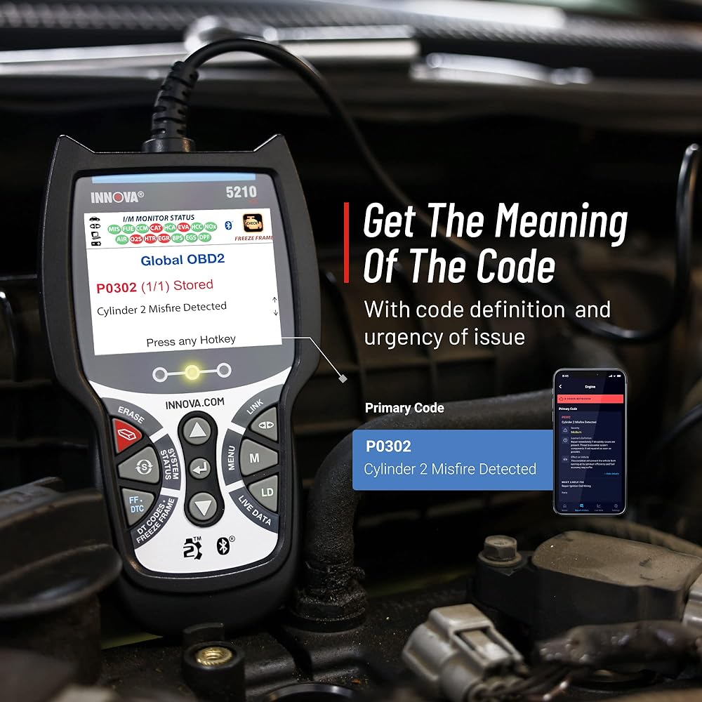INNOVA 5210 OBD2 Diagnosis Code Scanner Read/Elyser Live Data View Battery/Charging System Test