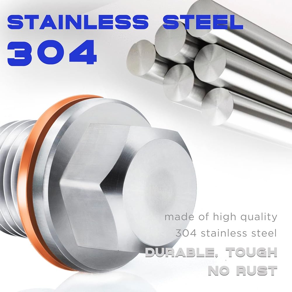 KEEROARIN M12 x 1.25 magnetic oil derin plug stainless steel oil pand lag copper oiled lain plug -in plugket oil replacement oil pand lag replacement engine replacement engine oil